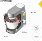 Kenwood Titanium Chef Patissier XL KWL90.034SI, Integrated Mixer Scales, K Beater, Kneader, Whisk, Soft Beater, Two Bowls, Splash Proof Lid, 1400W, Steel, Silver - Image 6