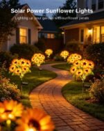6 Pack Warm White Solar Powered Sunflower Lights | Fall Decoration for Flower Beds, Planters - Image 3