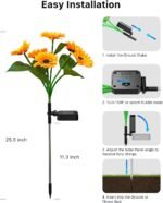 6 Pack Warm White Solar Powered Sunflower Lights | Fall Decoration for Flower Beds, Planters - Image 5