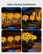 6 Pack Warm White Solar Powered Sunflower Lights | Fall Decoration for Flower Beds, Planters - Image 6