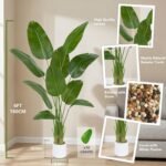 Artificial Bird of Paradise Tree,6FT Faux Banana Plant with White Pot | Lifelike Large Silk Floor Tree for Indoor Outdoor Modern Decor, Home Living Room Office Housewarming Gift - Image 3