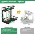 ADRIMER 2 Tier L-shaped Under Sink Organizer, Pull Out Kitchen Organizers and Storage, Undersink Organizers and Storage for Kitchen Bathroom, Height Adjustable, Black - Image 3