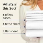 King 6 Piece Bed Sheet Set - Comfy, Breathable & Cooling Sheets - White | Ultra Soft Hotel Luxury Bedding Set w/ 8-16 Inch Deep Pockets - 1 Flat & 1 Fitted Sheet & 4 Pillowcases - Wrinkle & Fade Free - Image 3