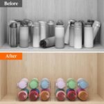 Lifewit Stackable Water Bottle Organizer for Cabinet, Freezer, Pantry - Plastic Cup Holder, Wine Racks for Kitchen Tabletop Storage, Cupboard, Office - Pack of 4, Each Rack Holds 3 Containers - Image 3