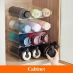 Lifewit Stackable Water Bottle Organizer for Cabinet, Freezer, Pantry - Plastic Cup Holder, Wine Racks for Kitchen Tabletop Storage, Cupboard, Office - Pack of 4, Each Rack Holds 3 Containers - Image 8