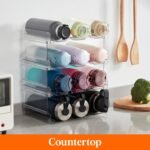 Lifewit Stackable Water Bottle Organizer for Cabinet, Freezer, Pantry - Plastic Cup Holder, Wine Racks for Kitchen Tabletop Storage, Cupboard, Office - Pack of 4, Each Rack Holds 3 Containers - Image 10