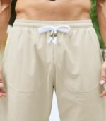 MAGNIVIT Men's Linen Cotton Capri Pants Elastic Waist Baggy Harem Pants | Linen Cotton,Capri,Loose Fit,Elastic Waist,Drawstring,Wide Leg,Baggy,Harem,Summer,Breathable,Light,Pockets,3/4,Below Knee. - Image 6