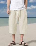 MAGNIVIT Men's Linen Cotton Capri Pants Elastic Waist Baggy Harem Pants | Linen Cotton,Capri,Loose Fit,Elastic Waist,Drawstring,Wide Leg,Baggy,Harem,Summer,Breathable,Light,Pockets,3/4,Below Knee. - Image 8