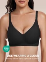 habibee Wireless Jelly Bra for Women Comfort Seamless Full Coverage Bras | No Underwire, 3 Pack Everyday Bralettes, V Neck, T-Shirt, Back Smoothing, Comfortable Brassiere, Soft Gel, Push Up, Sport - Image 3