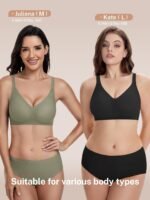 habibee Wireless Jelly Bra for Women Comfort Seamless Full Coverage Bras | No Underwire, 3 Pack Everyday Bralettes, V Neck, T-Shirt, Back Smoothing, Comfortable Brassiere, Soft Gel, Push Up, Sport - Image 7