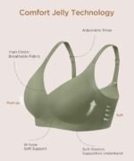 habibee Wireless Jelly Bra for Women Comfort Seamless Full Coverage Bras | No Underwire, 3 Pack Everyday Bralettes, V Neck, T-Shirt, Back Smoothing, Comfortable Brassiere, Soft Gel, Push Up, Sport - Image 9