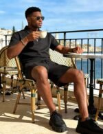 UOUA Men's 2 Piece Summer Polo & Shorts Set Quarter Zip Track Suit for Golf Lounging Casual Outfits - Image 5