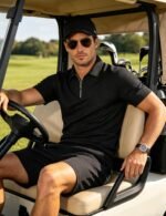 UOUA Men's 2 Piece Summer Polo & Shorts Set Quarter Zip Track Suit for Golf Lounging Casual Outfits - Image 6