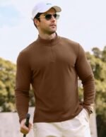 JMIERR Men's Casual Quarter Zip T Shirts Long Sleeve Mock Neck Pullovers | Basic, Warm Sweatshirts, Stand Collar, Outdoor, Gym, Lightweight, Golf, Business, Soft, Early Fall, Solid Color - Image 3