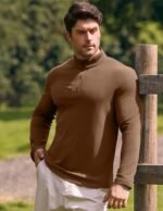JMIERR Men's Casual Quarter Zip T Shirts Long Sleeve Mock Neck Pullovers | Basic, Warm Sweatshirts, Stand Collar, Outdoor, Gym, Lightweight, Golf, Business, Soft, Early Fall, Solid Color - Image 5
