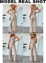 BLENCOT Maternity Ribbed Jumpsuit Sleeveless Square Neck Wide Leg Stretchy One Piece Romper - Image 7