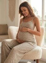 BLENCOT Maternity Ribbed Jumpsuit Sleeveless Square Neck Wide Leg Stretchy One Piece Romper - Image 9