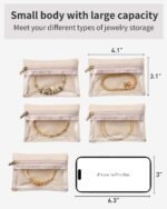 VLANDO Velvet Jewelry Pouch Bags with Zipper,Travel Jewelry Bags,6 Pcs | Clear Zipper Pockets,Soft Velvet Pouches,Individual Jewelry Storage,Tangle Reduction,Purse Organizer,Gift for Women Girl - Image 3