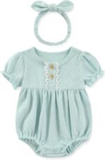MAMIMAKA Newborn Baby Girl Clothes Cotton Bubble Romper Short Sleeve Bodysuit 3 Pack - Image 3