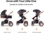 Cochildor DuraFlex 2-in-1 Baby Stroller, Foldable Travel Stroller for Newborn to Toddler, Convertible Stroller with All-Terrain Wheels and UPF 50+ Canopy, Black - Image 3
