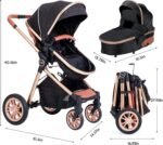 Cochildor DuraFlex 2-in-1 Baby Stroller, Foldable Travel Stroller for Newborn to Toddler, Convertible Stroller with All-Terrain Wheels and UPF 50+ Canopy, Black - Image 5