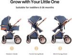 Cochildor DuraFlex 2-in-1 Baby Stroller, Foldable Travel Stroller for Newborn to Toddler, Convertible Stroller with All-Terrain Wheels and UPF 50+ Canopy, Blue - Image 3
