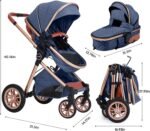 Cochildor DuraFlex 2-in-1 Baby Stroller, Foldable Travel Stroller for Newborn to Toddler, Convertible Stroller with All-Terrain Wheels and UPF 50+ Canopy, Blue - Image 5