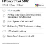 HP Smart Tank 5102 Wireless All-in-One Refillable Printer, Scanner, Copier with up to 3 Years of Ink Included, Best for Home, Cartridge-Free. - Image 7