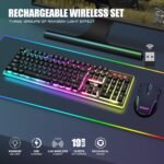 RedThunder K10 Wireless Gaming Keyboard and Mouse Combo, RGB Backlit Rechargeable 3800mAh Battery, Anti-ghosting Keyboard + 7D 3200DPI Mice for PC Gamer (Black) - Image 3