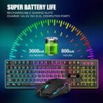 RedThunder K10 Wireless Gaming Keyboard and Mouse Combo, RGB Backlit Rechargeable 3800mAh Battery, Anti-ghosting Keyboard + 7D 3200DPI Mice for PC Gamer (Black) - Image 4
