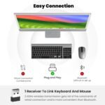cimetech EasyTyping KF10 Wireless Keyboard and Mouse Combo - Grey | Slim Silent Computer Keyboard with Scissor Switch Keys, Compact Ambidextrous Mouse with Quiet Click, 2-In-1 USB Receiver - Image 9