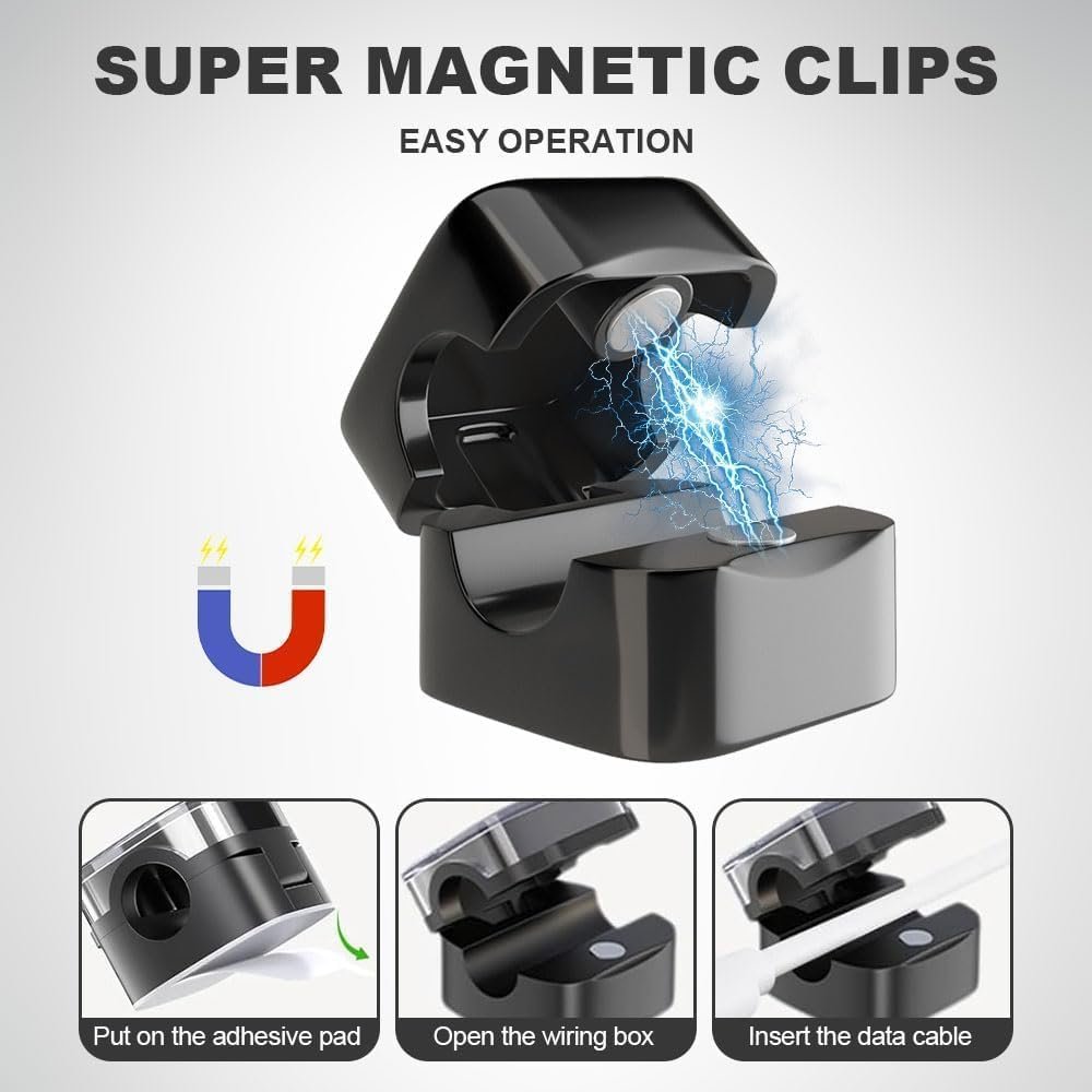 6Pcs Magnetic Cord Organizer, 2026 Easy Secure Adhesive Cable Management Magnetic Cable Clips, Upgrade Cable Smooth Adjustable Cord Holder Adhesive Wire Holder Keeper Organizer Multipack，Multicolor - Image 6