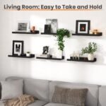 upsimples 15.7" L Black Floating Shelves for Wall, Decor Storage Set of 6 | Easy Installation, Wall Mounted Wood Shelves, Picture Ledge Shelf for Bedrooms, Kitchen, Living Rooms - Image 7