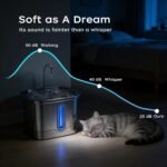 Cat Water Fountain, 101oz/3L Stainless Steel Pet Water Dispenser | Ultra-Quiet 25 dB Cat Fountain with Water Level Window, 2 Filters & 2 Sponges Included for Indoor Cats - Image 8
