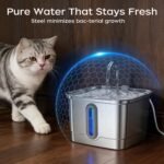 Cat Water Fountain, 101oz/3L Stainless Steel Pet Water Dispenser | Ultra-Quiet 25 dB Cat Fountain with Water Level Window, 2 Filters & 2 Sponges Included for Indoor Cats - Image 9