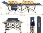 Overmont Portable Folding Camping Cot - 28” Extra Wide Tent Cots Load 550 LBS with Carry Bag - Double Layer 2400D Oxford Sleeping Bed for Outdoor Travel Home Office Nap - Image 3