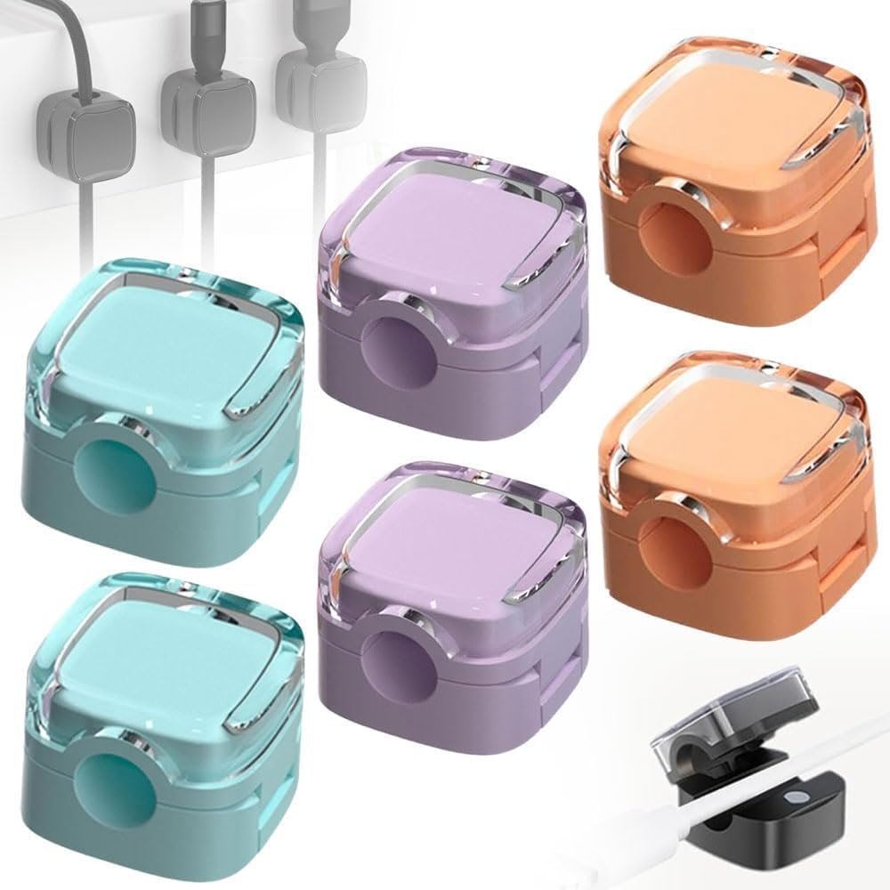 6Pcs Magnetic Cord Organizer, 2026 Easy Secure Adhesive Cable Management Magnetic Cable Clips, Upgrade Cable Smooth Adjustable Cord Holder Adhesive Wire Holder Keeper Organizer Multipack，Multicolor - Image 2