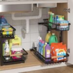 ADRIMER 2 Tier L-shaped Under Sink Organizer, Pull Out Kitchen Organizers and Storage, Undersink Organizers and Storage for Kitchen Bathroom, Height Adjustable, Black - Image 2