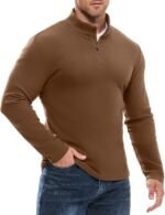 JMIERR Men's Casual Quarter Zip T Shirts Long Sleeve Mock Neck Pullovers | Basic, Warm Sweatshirts, Stand Collar, Outdoor, Gym, Lightweight, Golf, Business, Soft, Early Fall, Solid Color - Image 2