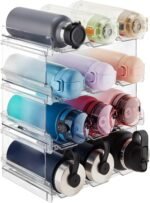 Lifewit Stackable Water Bottle Organizer for Cabinet, Freezer, Pantry - Plastic Cup Holder, Wine Racks for Kitchen Tabletop Storage, Cupboard, Office - Pack of 4, Each Rack Holds 3 Containers - Image 2
