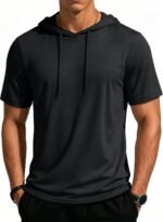 MAGCOMSEN Men's Short Sleeve Hooded T-Shirt Cotton Casual | Soft lightweight stretch, regular fit, machine wash, tag-free, ideal for gym, golf and daily wear, all seasons wear - Image 2