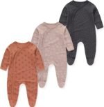 MAMIMAKA Unisex Baby Newborn Baby Clothes Cotton Footed Romper One-Piece Jumpsuits 3 Pack - Image 2