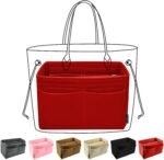 OMYSTYLE Red Organizer Insert, Felt Tote Bag Organizer Insert with 5 Sizes, Handbag Dividers for Inside Purse, Compatible with Longchamp, Neverful, Speedy and More - Image 2