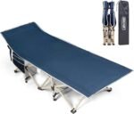 Overmont Portable Folding Camping Cot - 28” Extra Wide Tent Cots Load 550 LBS with Carry Bag - Double Layer 2400D Oxford Sleeping Bed for Outdoor Travel Home Office Nap - Image 2