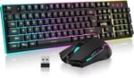 RedThunder K10 Wireless Gaming Keyboard and Mouse Combo, RGB Backlit Rechargeable 3800mAh Battery, Anti-ghosting Keyboard + 7D 3200DPI Mice for PC Gamer (Black) - Image 2