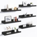 upsimples 15.7" L Black Floating Shelves for Wall, Decor Storage Set of 6 | Easy Installation, Wall Mounted Wood Shelves, Picture Ledge Shelf for Bedrooms, Kitchen, Living Rooms - Image 2