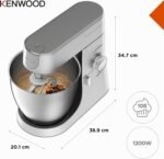 Kenwood KVL4100S Chef XL Planetary Pastry Processor, Blender Food Processor, 1200 W, Large 6.7 Litre Bowl, 3 Mixing Accessories, Electronic Speed Adjustment and Pulse, Steel, Silver - Image 7