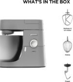 Kenwood KVL4100S Chef XL Planetary Pastry Processor, Blender Food Processor, 1200 W, Large 6.7 Litre Bowl, 3 Mixing Accessories, Electronic Speed Adjustment and Pulse, Steel, Silver - Image 9
