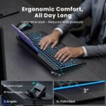 SABLUTE KM25Pro Wireless Keyboard and Mouse Combo, Rechargeable Backlit Full-Size Keyboard with Wrist Rest, Phone Holder & Quiet Keys, 2.4G USB-C/USB-A for Office, PC, Laptop, Mac (Black) - Image 6