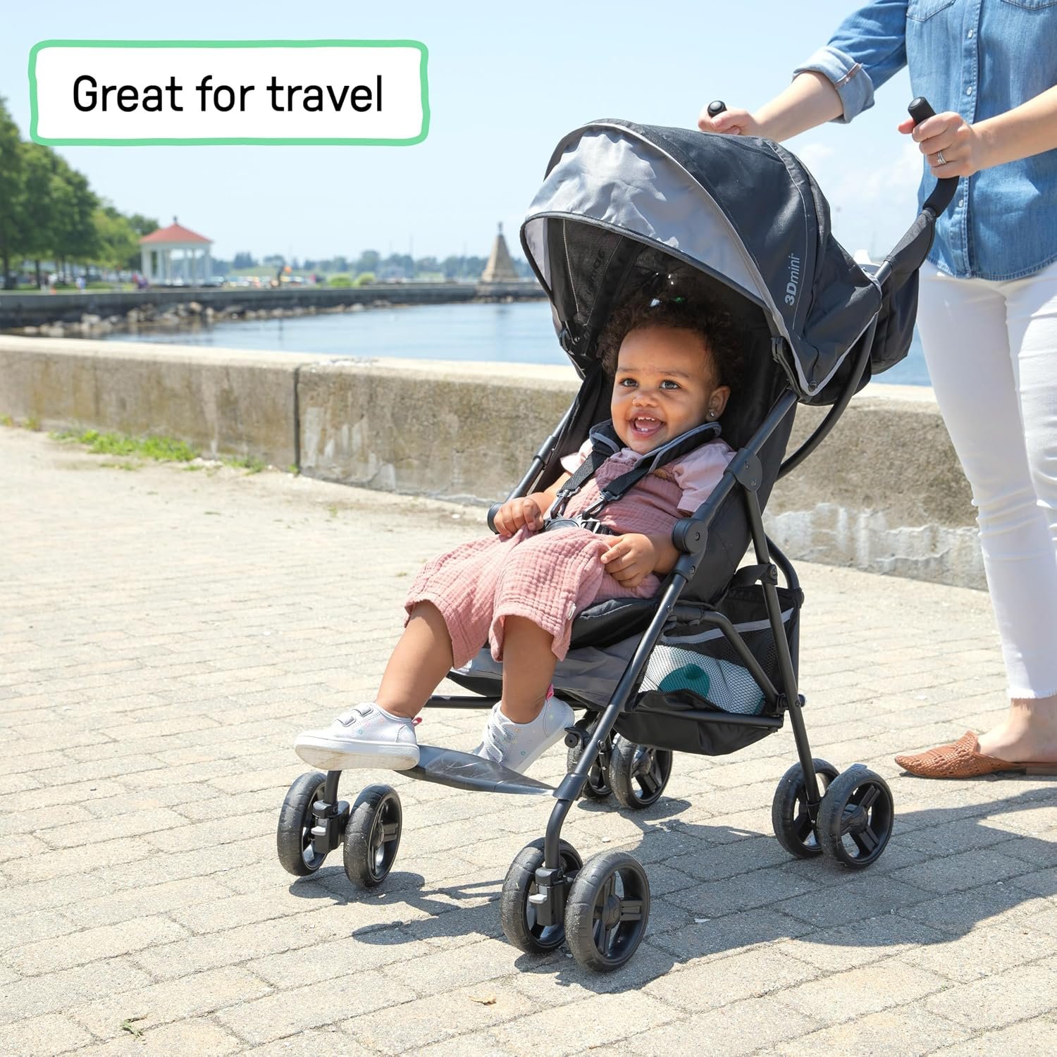 Summer Infant, 3D Mini Convenience Stroller Lightweight Stroller with Compact Fold MultiPosition Recline Canopy with Pop Out Sun Visor and More Umbrella Stroller for Travel and More, Gray - Image 3